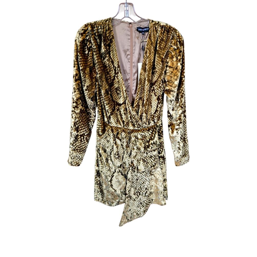 Retrofete Gold Snake Print Cocktail Mini Dress New With‎ Tags Size XS - Picture 4 of 9